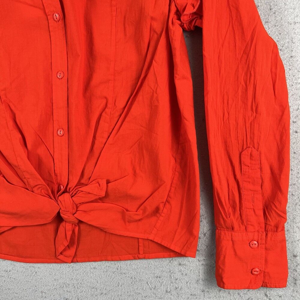 NWT Current Elliott The Asley Poinciana Orange Long Sleeve Button Up Blouse‎ 2 - Picture 9 of 16